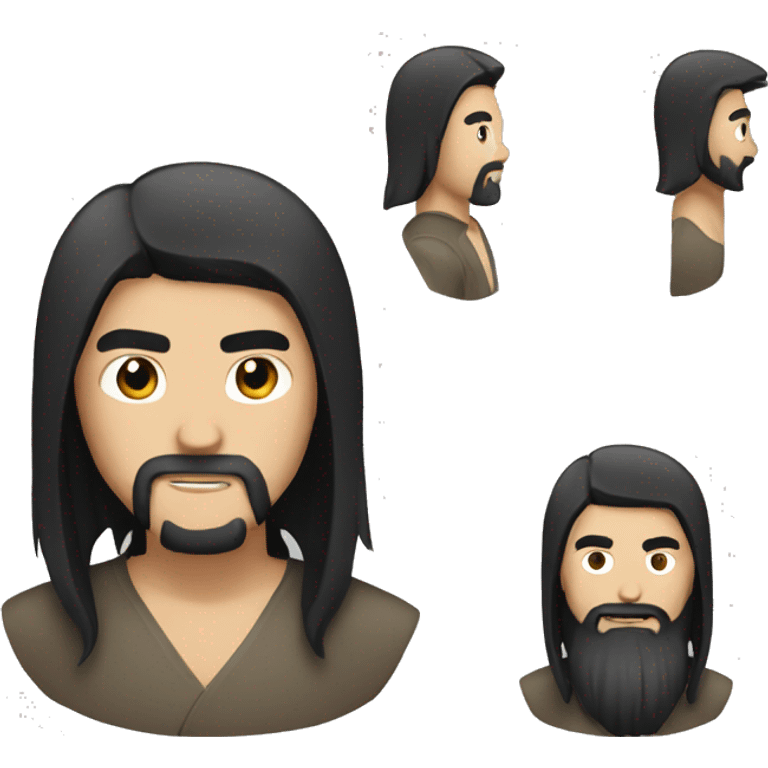 Asian Guy with long black hair and black beard emoji