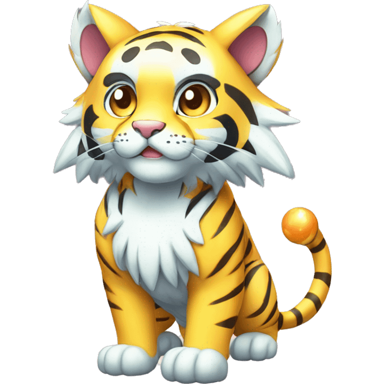 Colorful Shiny Kawaii Cute Celestial Tiger-Fakémon-Pokémon full body emoji