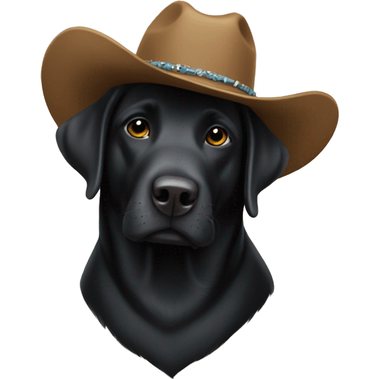 Black Labrador wearing a cowboy hat emoji