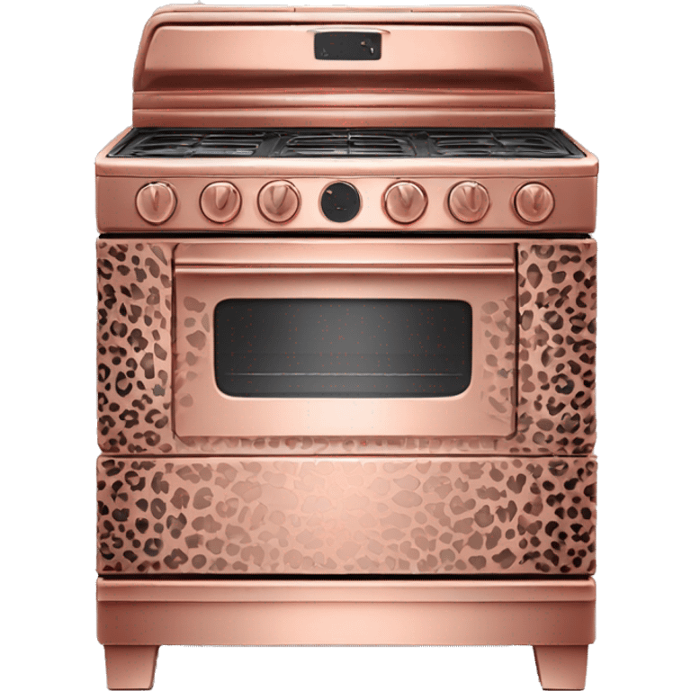 Realistic rose gold stove oven decorated in rose gold leopard print pattern. emoji