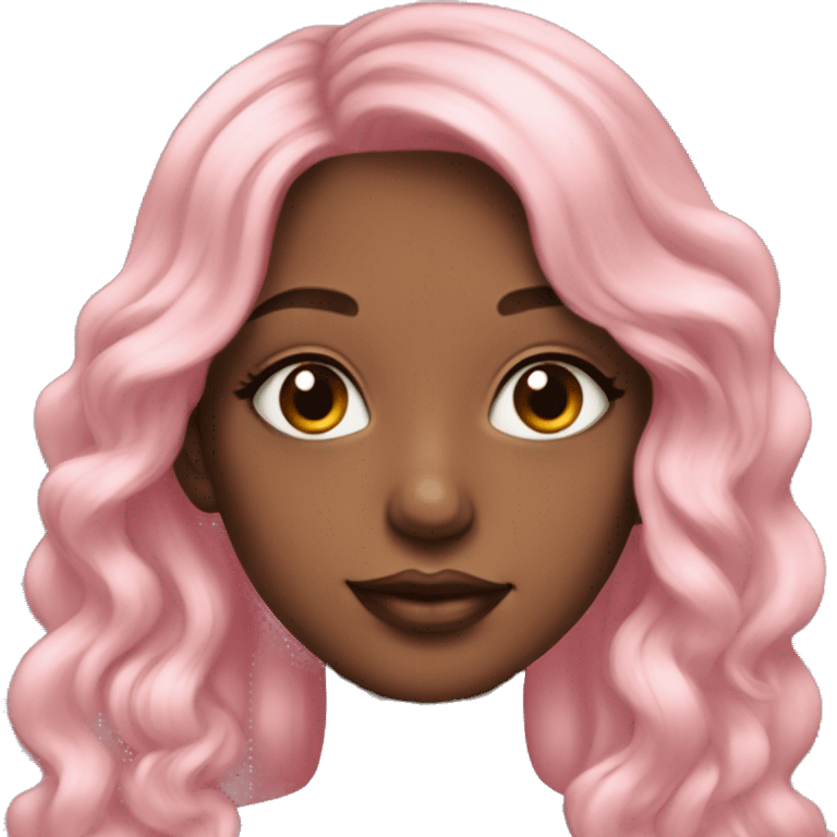 Very beautiful girl artist with very long with soft pink hair with a palette acrylic and tea emoji