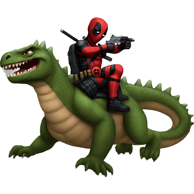 Deadpool riding godzilla emoji