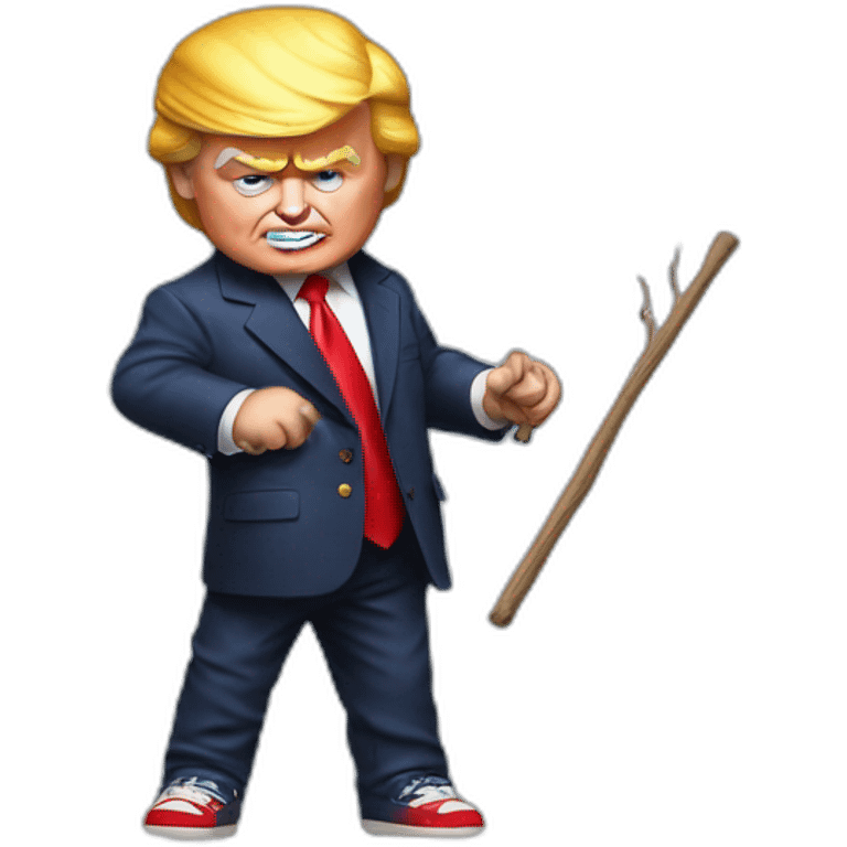 Trump as chucky with a stick emoji