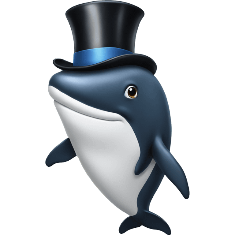 Whale with a top hat on emoji