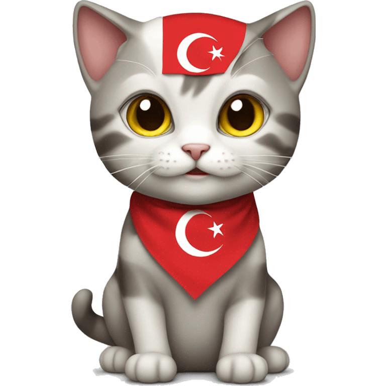 Cat with the Turkish flag emoji