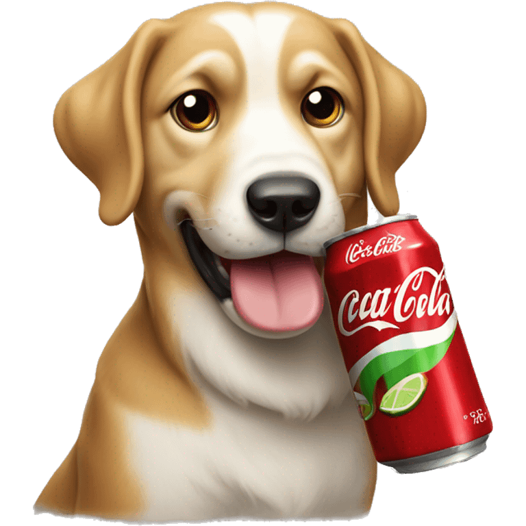 Perro tomando una coca cola emoji