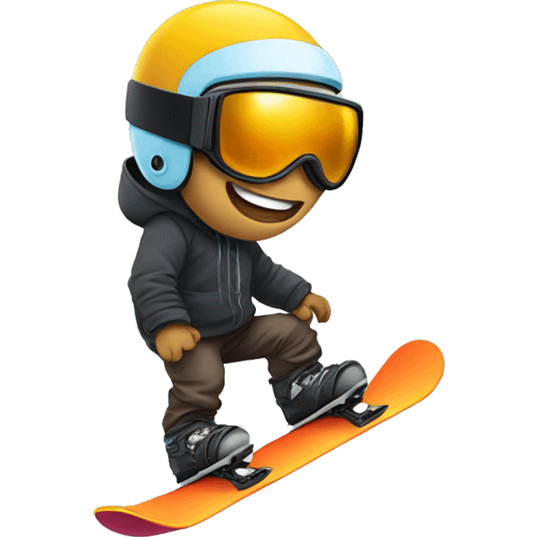 Guy on snowboard with helmet emoji