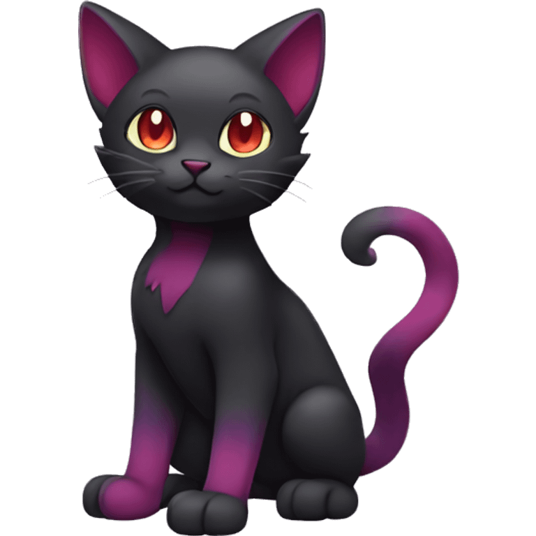 Cute cool dark black red purple cat Fakemon full body emoji