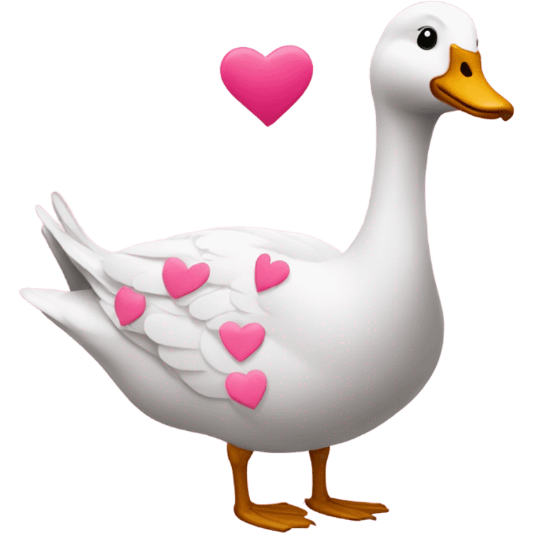 Goose with pink hearts emoji