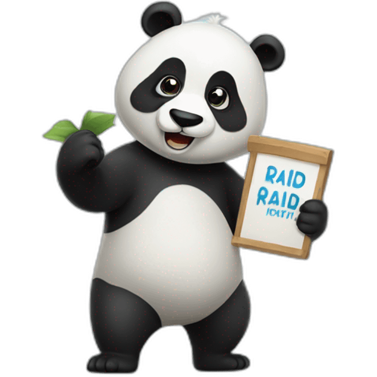 Panda holding a sign that says raid emoji