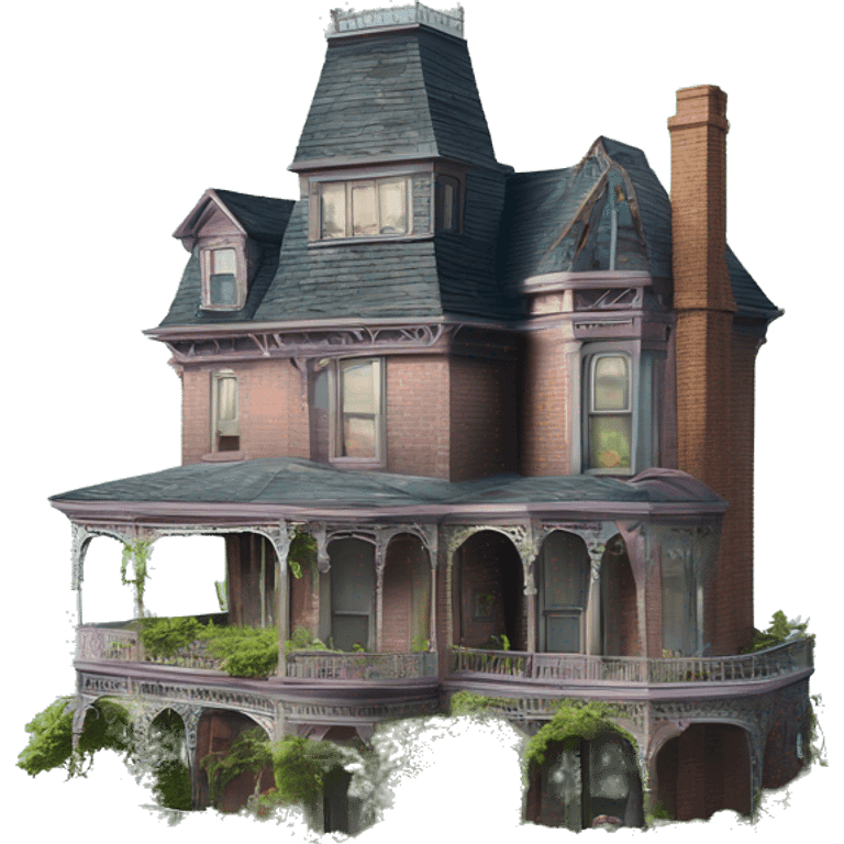 Barbie’s Queen Anne Victorian haunted overgrown house  emoji