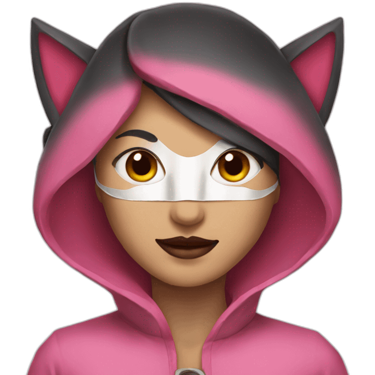 pink women wearing a kitsune mask emoji