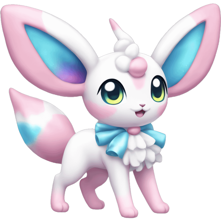 Kawaii Gorgeous Beautiful Shiny Sparkly Sylveon-Pokémon full body emoji