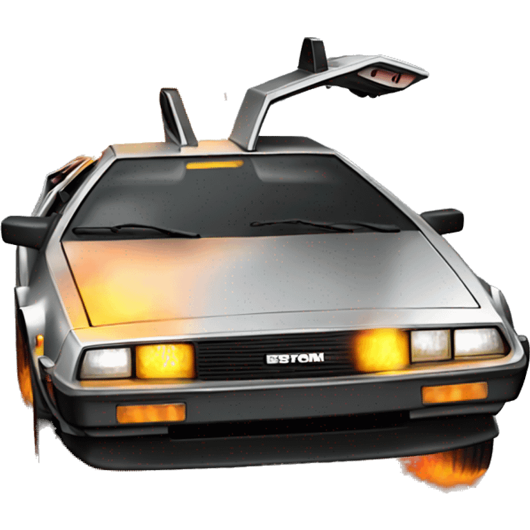 Delorean with fire emoji