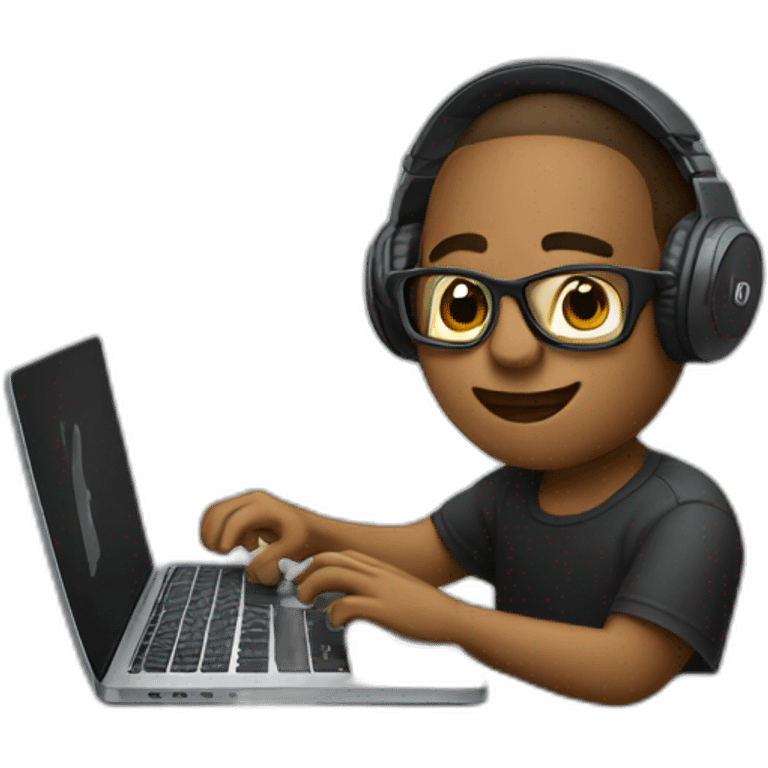 Music Producer making music in a Macbook emoji