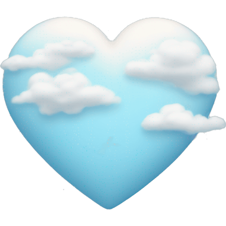 Pastel blue heart with clouds emoji