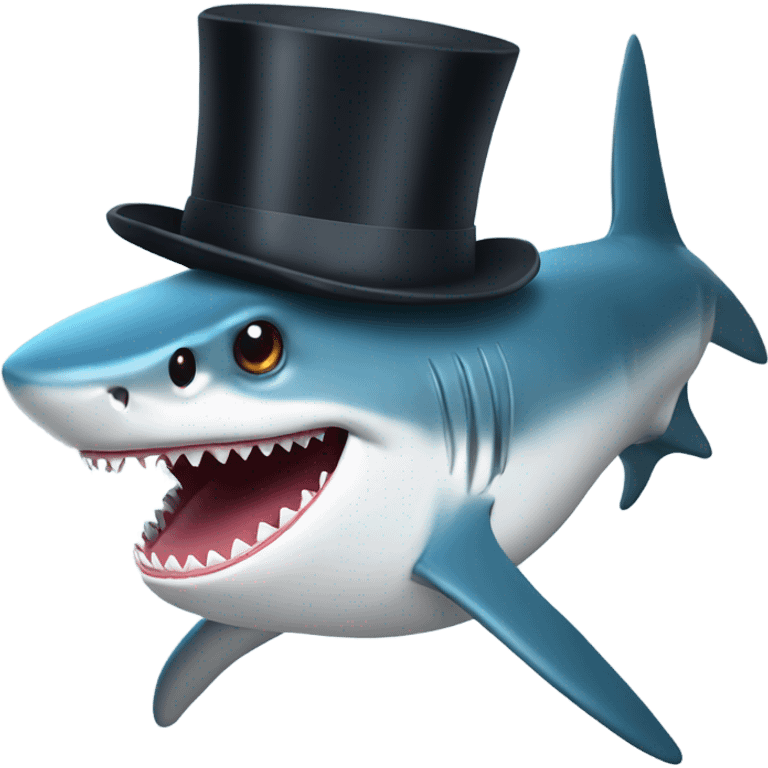 Shark with a top hat emoji