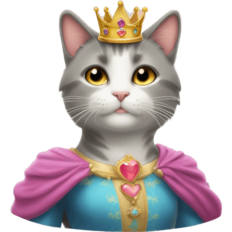 Un gatto con corona da principessa che è su un arcobaleno  emoji