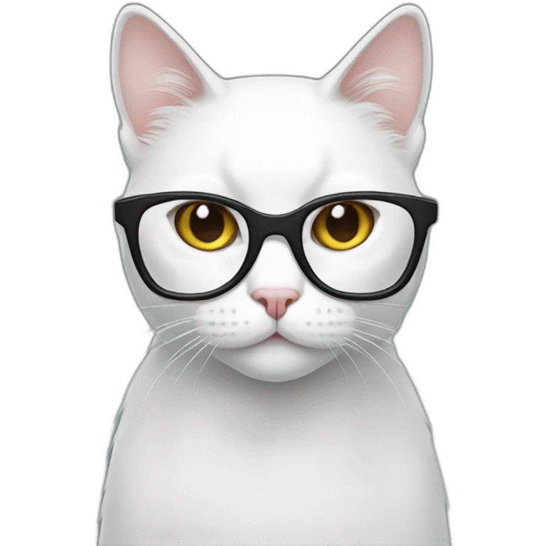 white cat with glasses emoji