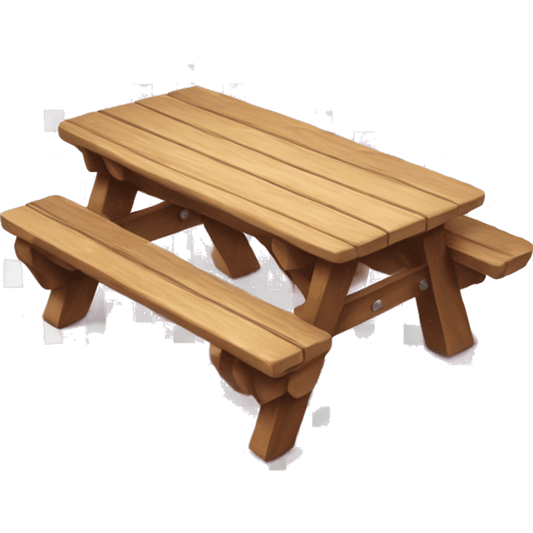 Realistic wood picnic table with pink and white checkered table cloth emoji