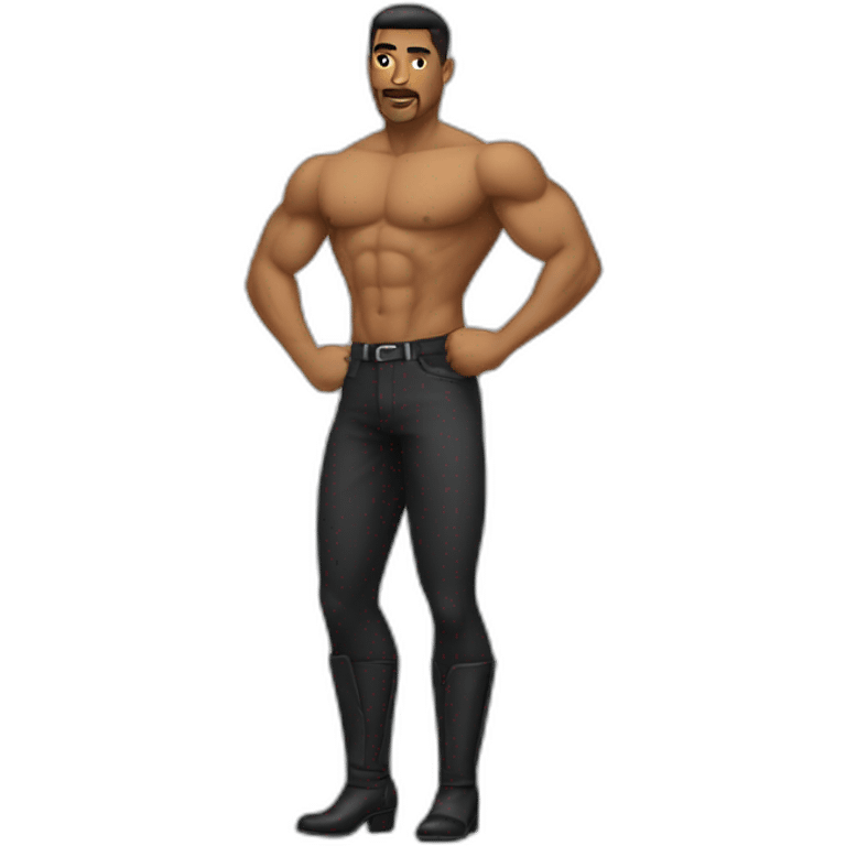 Muscular gay man wearing heels emoji