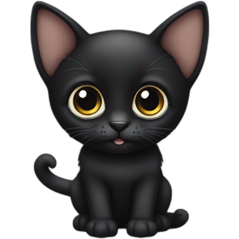 All black kitten with big eyes emoji