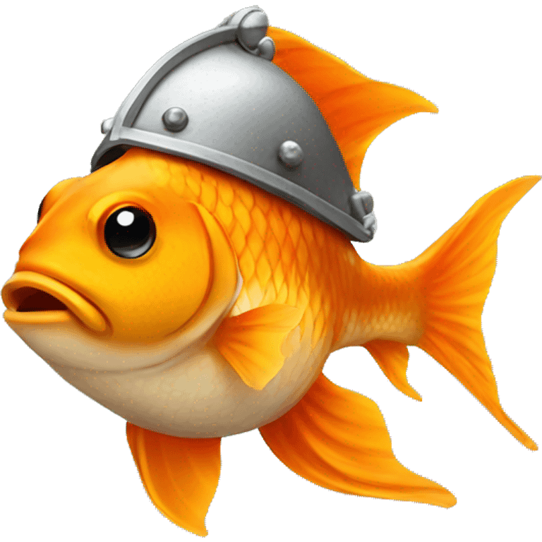 Goldfish wearing Viking helmet emoji