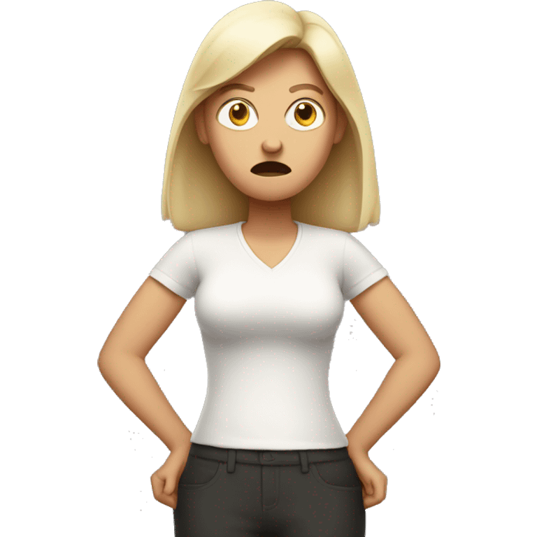 angry white woman figure with two hands put on the sides of her belly emoji