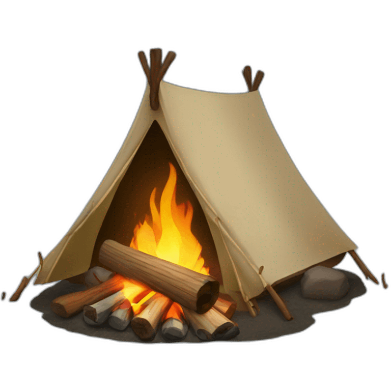 campfire with tent emoji