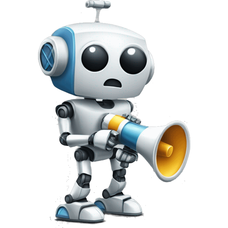 robot holding a megaphone emoji