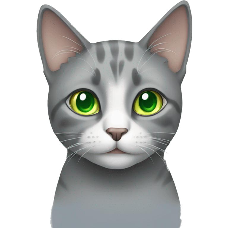 gray cat with green eyes  emoji