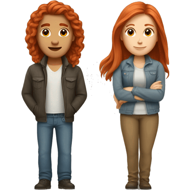 Red haired couple woman with long hair emoji