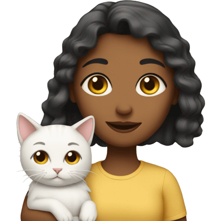 a girl with her cats emoji