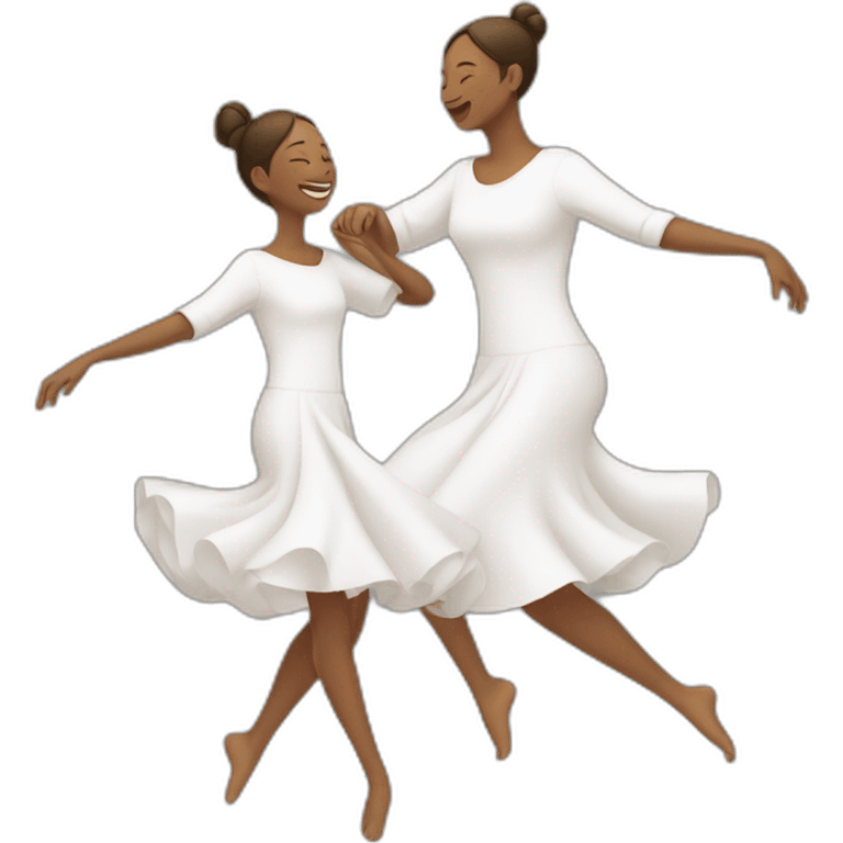 Mom and daughter dancing in white colour  emoji