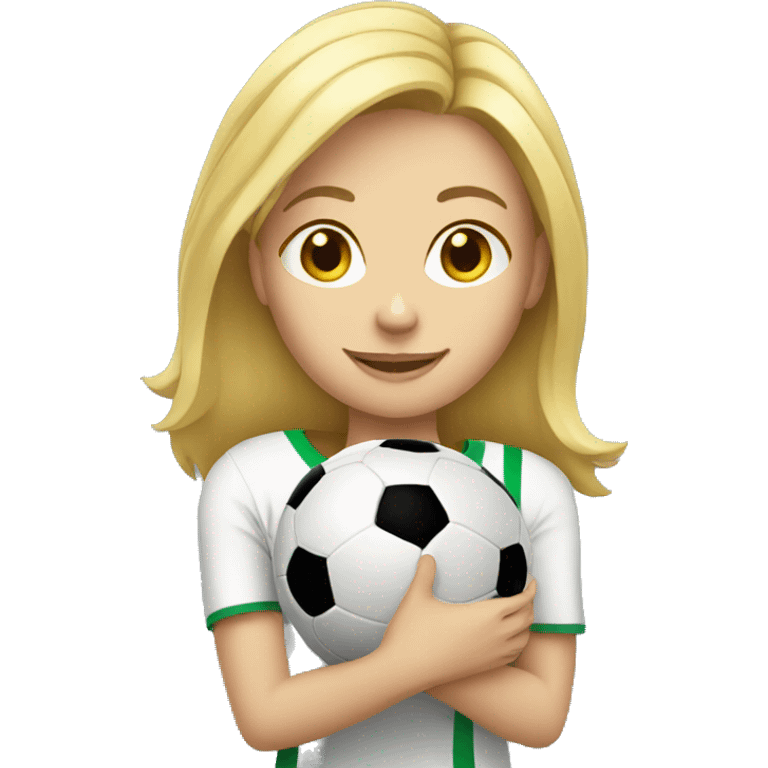 blond woman holding a soccer ball in her hand emoji