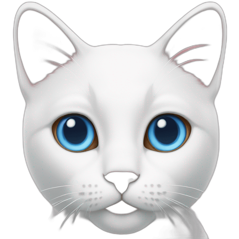 white cat whit blue eye and pink nose and a brown spot near the nose emoji