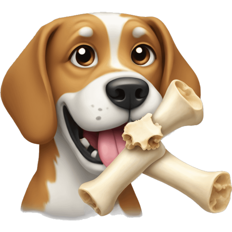 Dog eating bone emoji