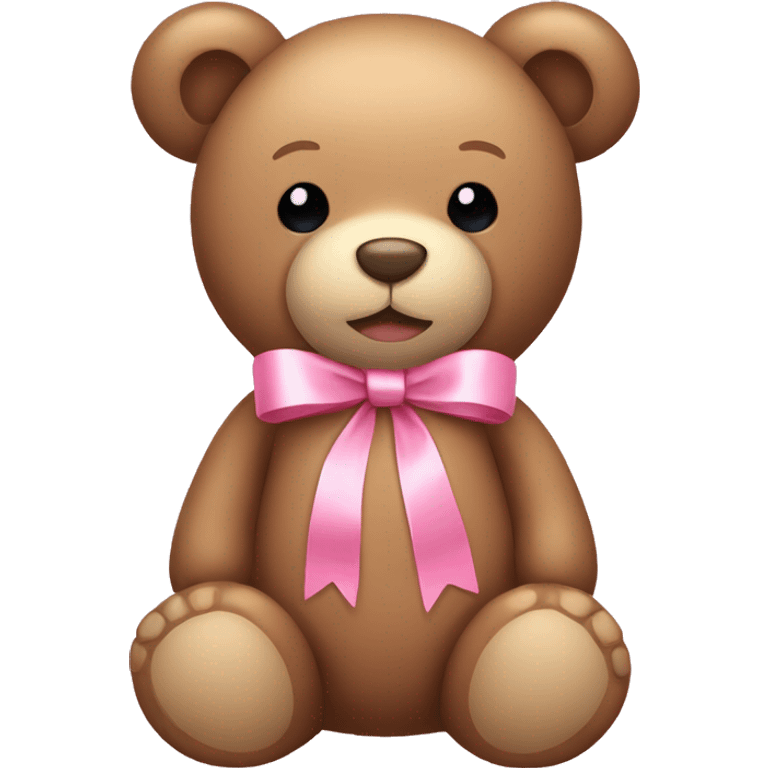 light brown teddy bear with a pink ribbon bow aesthetic emoji