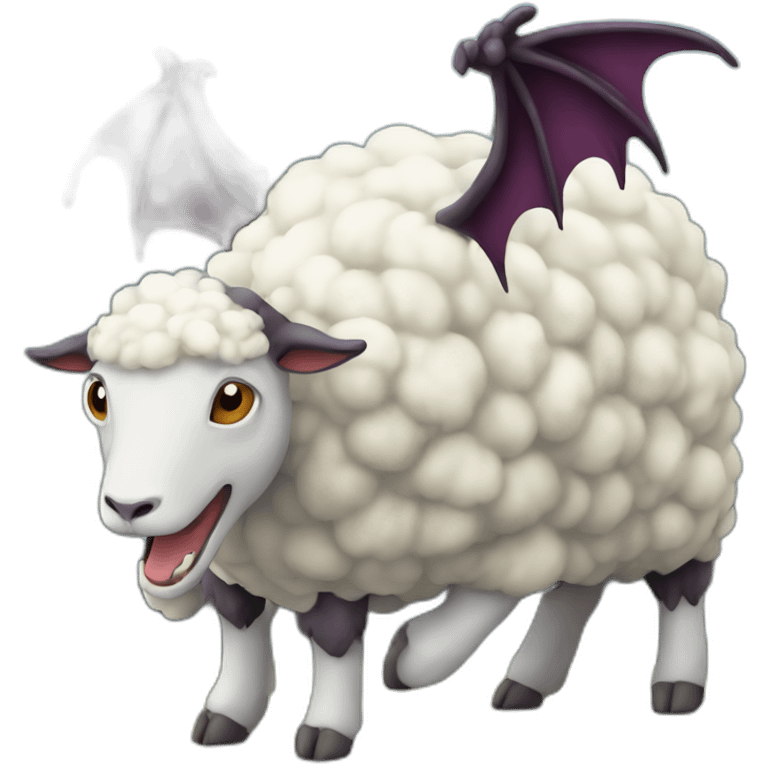 Dark dragon, slipping on a sheep emoji