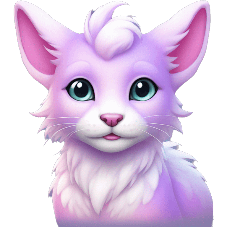 Kawaii colorful bright light pastel lilac-pink-white-gradient fantasy ethereal anthro fursona animal creature emoji