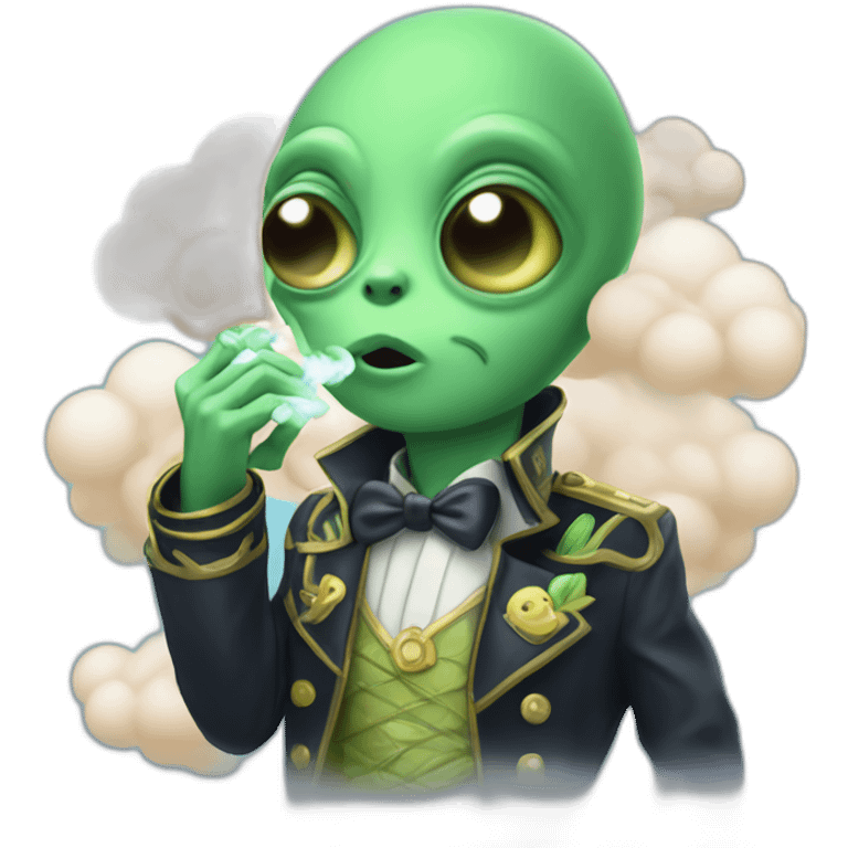 adorable alien vape lord blowing clouds with manicured nails emoji