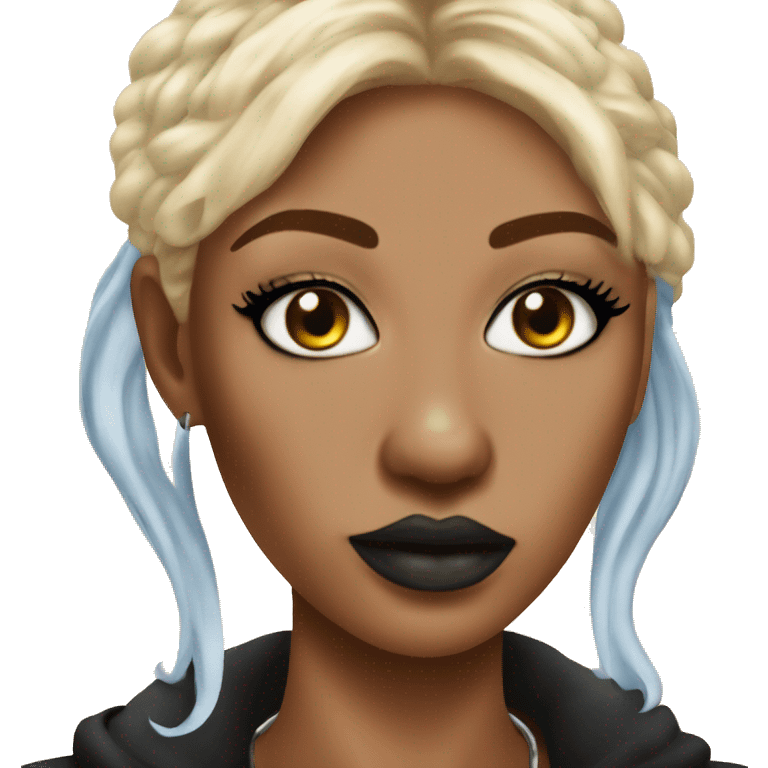 Blonde woman with septum piercing and labret piercing and winged eyeliner  emoji