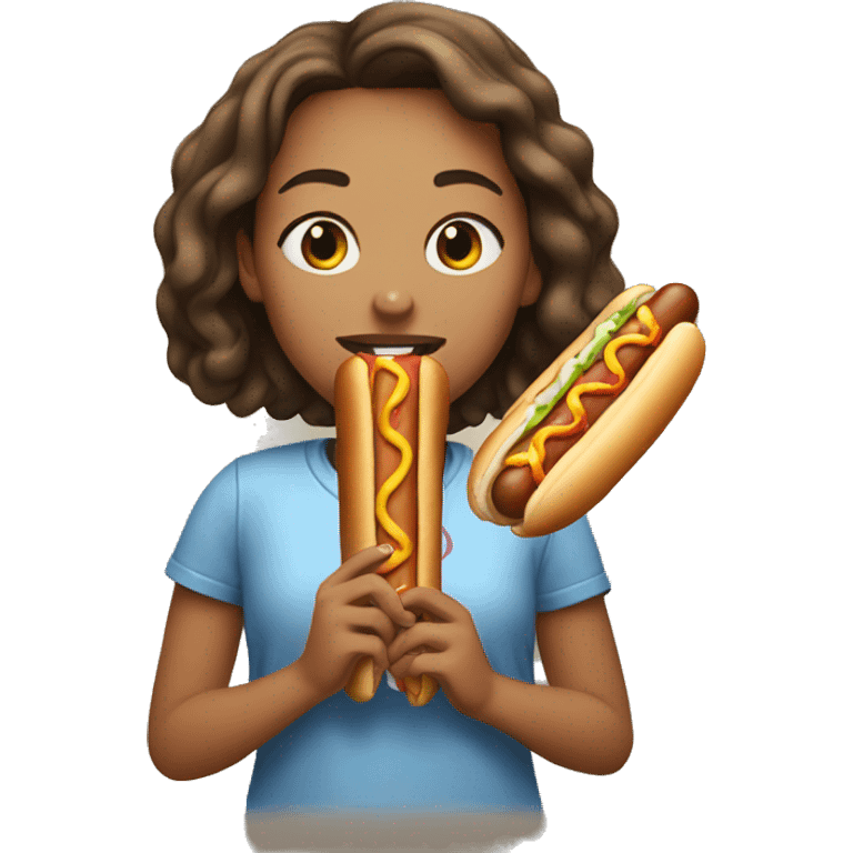 Girl eating a hotdog emoji