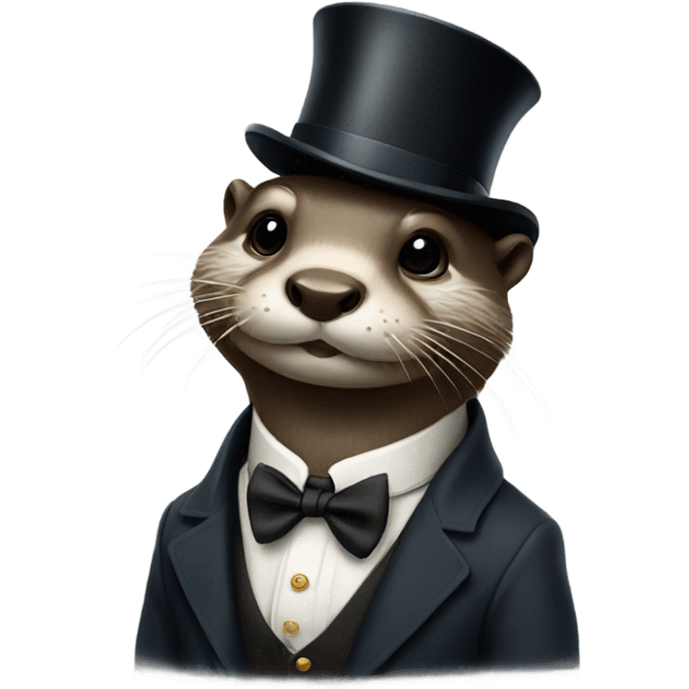 Otter wearing a top hat and a tie emoji