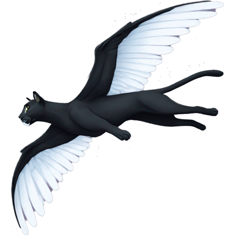 winged black puma flying emoji