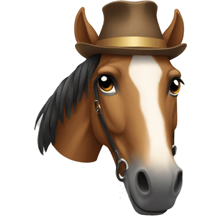 Horse wearing a hat emoji