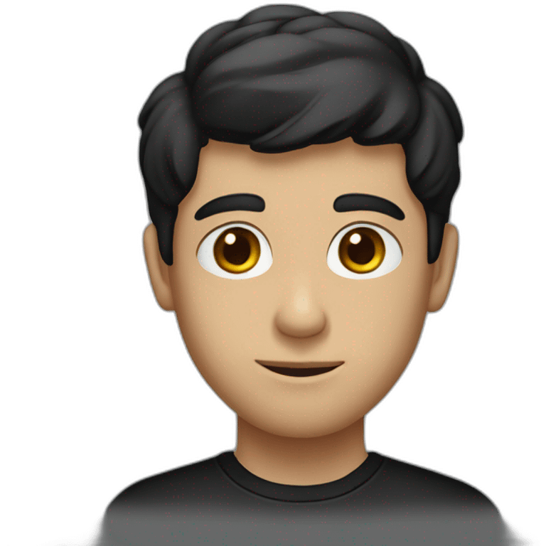 short black-haired white man in black T-shirt emoji