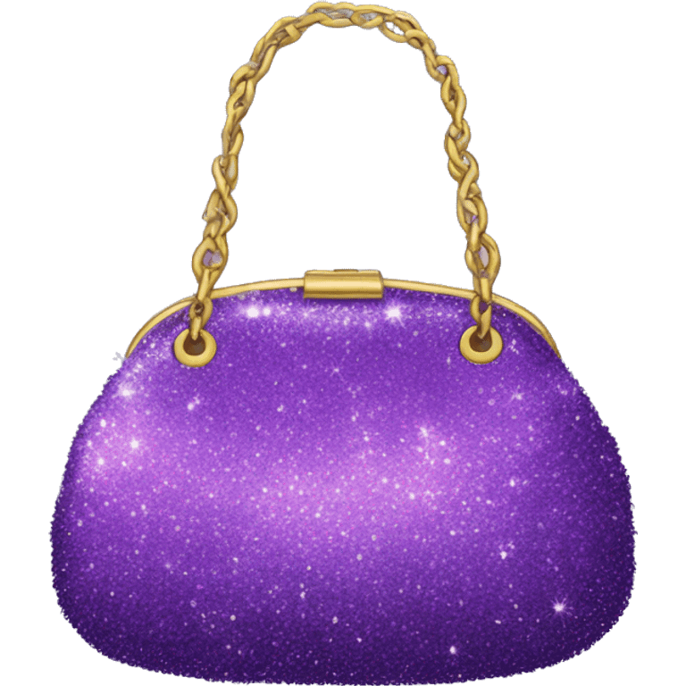 Realistic purple Sparkle glitter and fur purse. emoji