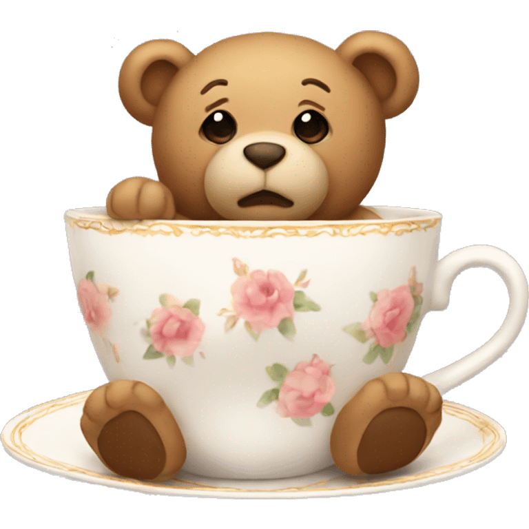 Teddy sitting in a tea cup emoji