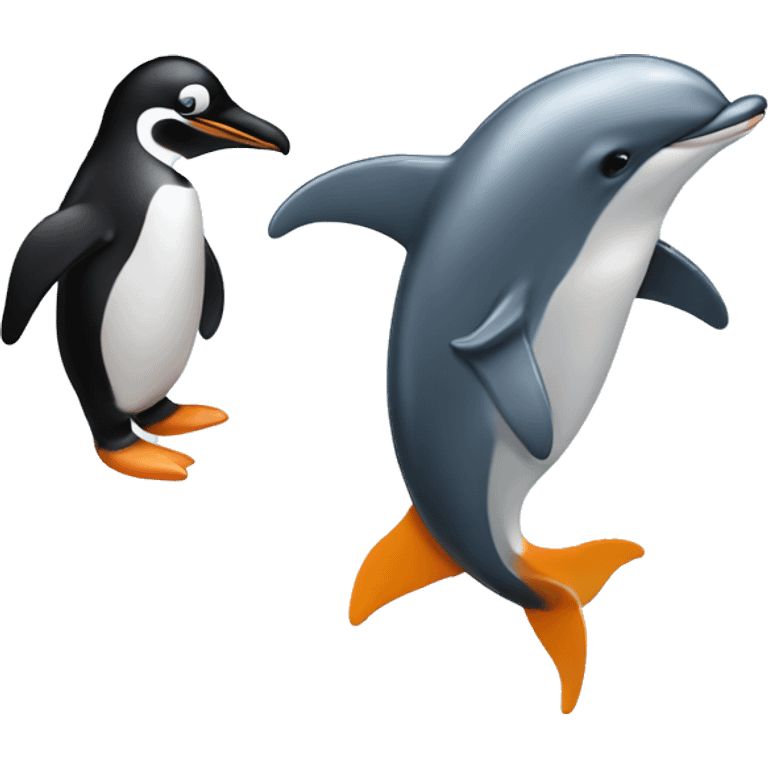 penguin and dolphin  emoji